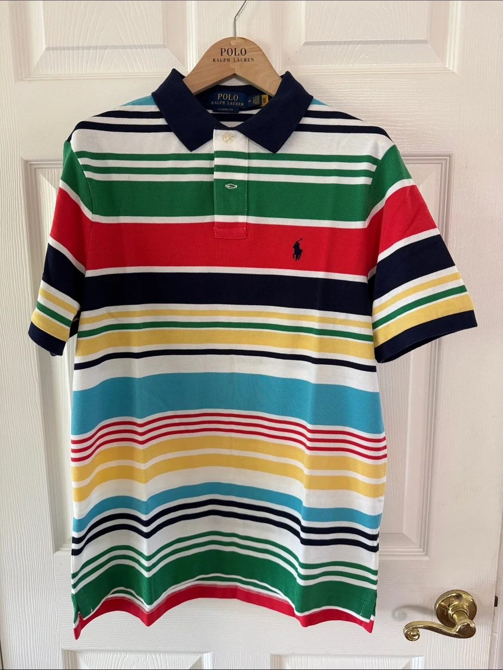 Polo Ralph Lauren Multi-Stripe Cotton Pique/Mesh Shirt